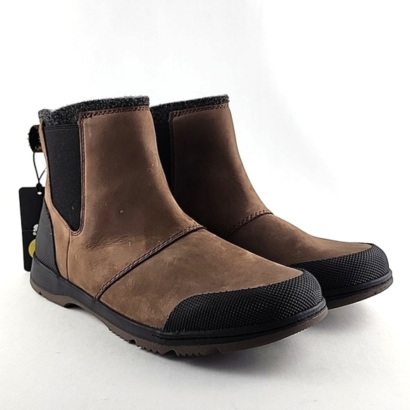 SOREL Men's Ankeny Chelsea Slip On Brown Waterproof Leather Short Boots Size 9 - Picture 3 of 16